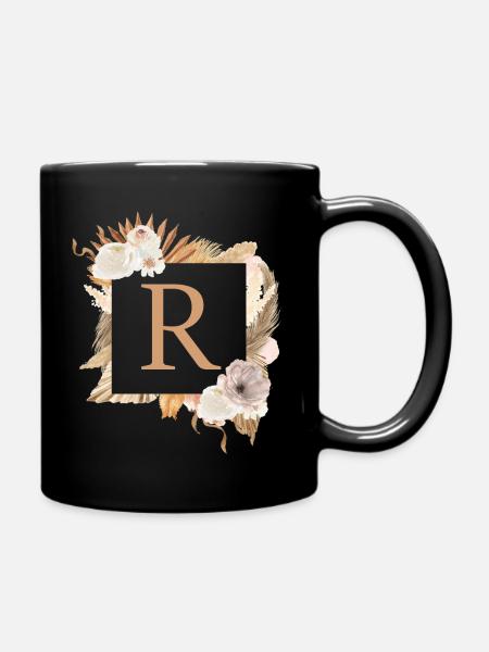 Customizable design, monogram, letter R - Full Colour Mug - black