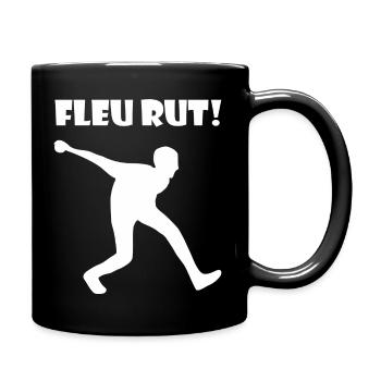 Lüch up un fleu herut! Boßelspruch, Gewinnerspruch - Tasse einfarbig - Schwarz - Rechts