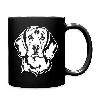 BEAGLE Hundeportrait Hund Hunde Wilsigns Jagdhund - Tasse einfarbig - Schwarz - Rechts