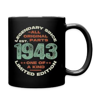 Legendär seit 1943 - 80 Jahre - Tasse einfarbig - Schwarz - Rechts