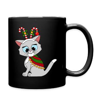 Chat de Noël - Mug uni - noir - Droite