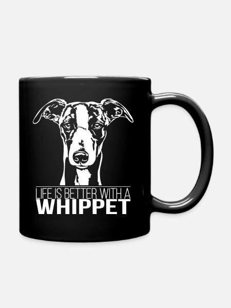 WHIPPET life is better dog saying dog Wilsigns - Full Colour Mug - black