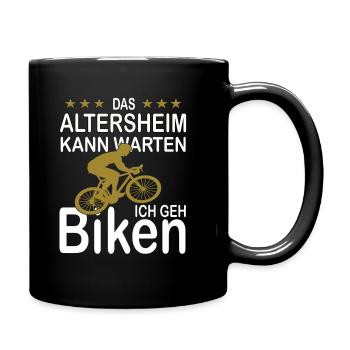 E-Bike Altersheim Kann Warten Akku Fahrrad - Tasse einfarbig - Schwarz - Rechts
