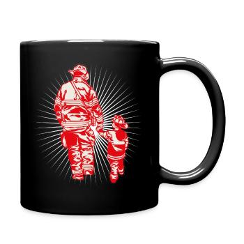 Firefighter fire brigade father and son strong team - Full Colour Mug - black - Right