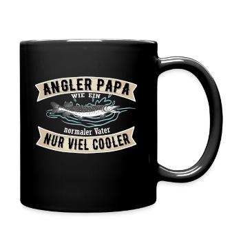 Angler Papa nur viel Cooler - Tasse einfarbig - Schwarz - Rechts