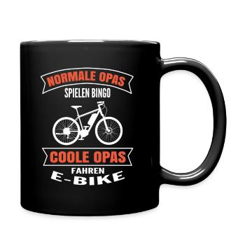 E-Bike Normale Opas Fahren Fahrrad mit Akku Biken - Tasse einfarbig - Schwarz - Rechts