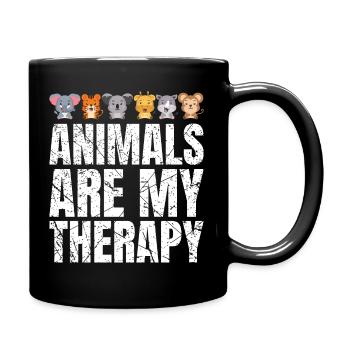Animals Are My Therapy Animal Lovers Animals - Full Colour Mug - black - Right
