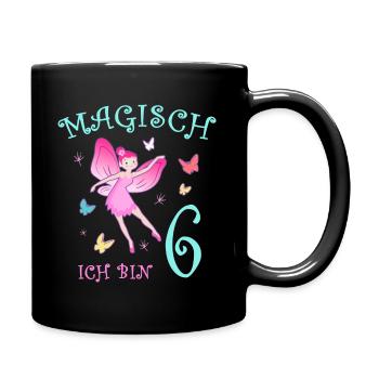 Fee Kinder Geburtstag 6 Jahre Mädchen Feen - Tasse einfarbig - Schwarz - Rechts