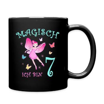 Fee Kinder Geburtstag 7 Jahre Mädchen Feen - Tasse einfarbig - Schwarz - Rechts