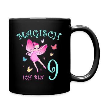 Fee Kinder Geburtstag 9 Jahre Mädchen Feen - Tasse einfarbig - Schwarz - Rechts