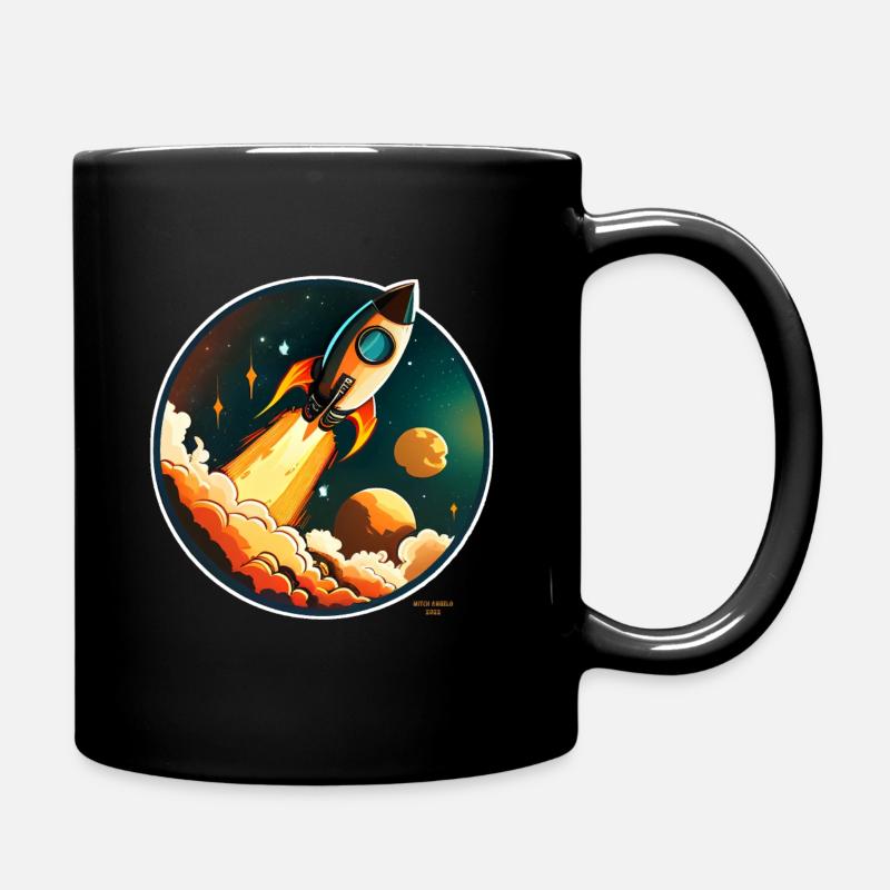 Rocket on its way to space - Full Colour Mug - black