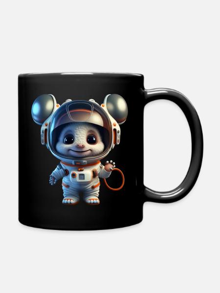 Smiling Space Mouse - Full Colour Mug - black
