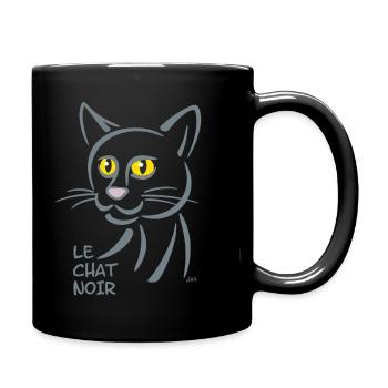 Design - the black cat - Full Colour Mug - black - Right