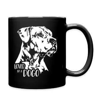 Loved by a Dogo dog saying Dogo Argentino dogs - Full Colour Mug - black - Right