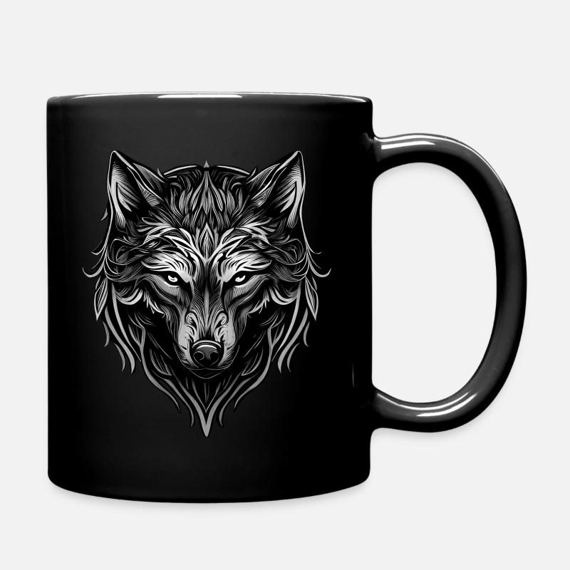 Wolfskopf - Tasse einfarbig - Schwarz