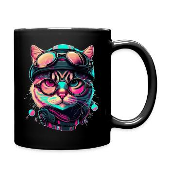 Le chat du pilote de course en arc-en-ciel ressemble à un vecteur cool - Mug uni - noir - Droite