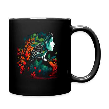 La femme comme de la forêt féerique Aquarelle à l’aérographe - Mug uni - noir - Droite