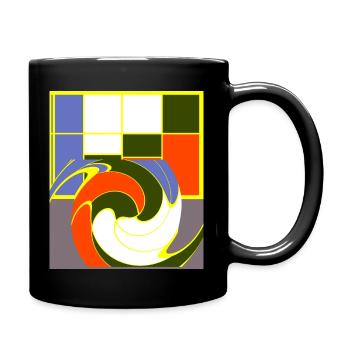 Plage coucher de soleil vague, art abstrait, jeu de couleurs - Mug uni - noir - Droite