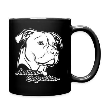 AMERICAN STAFFORDSHIRE TERRIER Hund Wilsigns Staff - Tasse einfarbig - Schwarz - Rechts