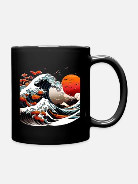 Vague de style japonais - Mug uni - noir
