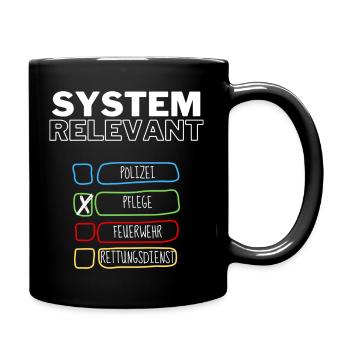 Systemrelevant | Pflege - Tasse einfarbig - Schwarz - Rechts