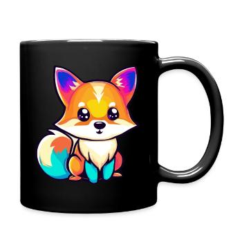 Netter Fuchs buntes Design - Tasse einfarbig - Schwarz - Rechts