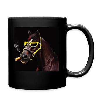Cooles Pferd mit Sonnenbrille - Tasse einfarbig - Schwarz - Rechts