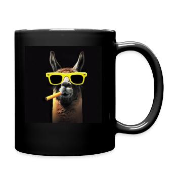 Cooles Lama mit Sonnenbrille - Tasse einfarbig - Schwarz - Rechts
