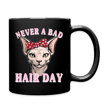 Never Bad Hair Day Sphynx Cat Saying - Full Colour Mug - black - Right