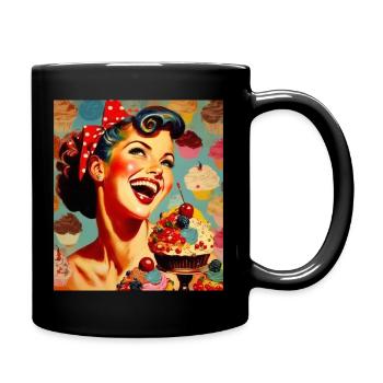 50er Jahre Retro-Stil - Tasse einfarbig - Schwarz - Rechts