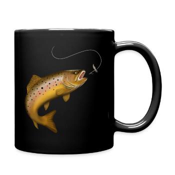 Brown trout, trout, fish, fly fishing - Full Colour Mug - black - Right