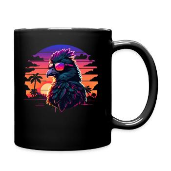 Synthwave Bird Sunset - Full Colour Mug - black - Right