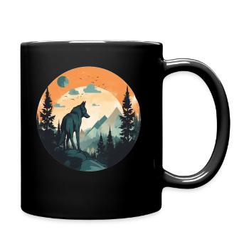 Loup dans les montagnes - Mug uni - noir - Droite
