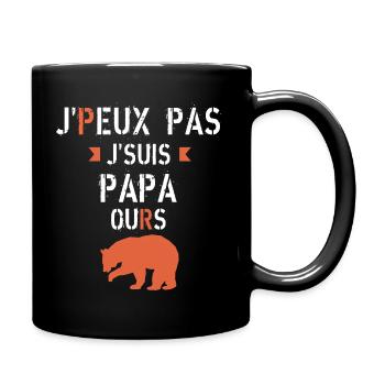 J peux pas je suis papa ours - Mug uni - noir - Droite