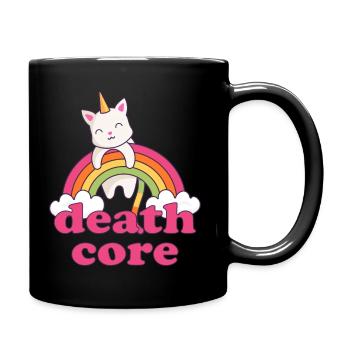 Lustig Deathcore Einhorn Katze Regenbogen Metal - Tasse einfarbig - Schwarz - Rechts