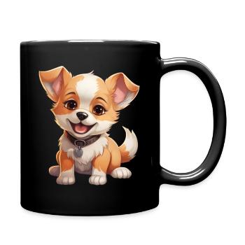 Chibi-Hund - Tasse einfarbig - Schwarz - Rechts