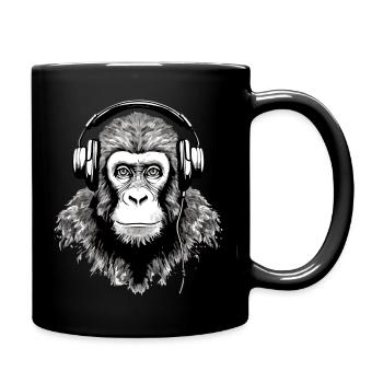 Chita the audiophile monkey - Full Colour Mug - black - Right