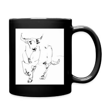 Stierzeichnung elegant - Tasse einfarbig - Schwarz - Rechts