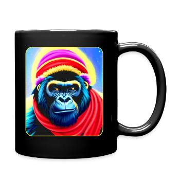 Gorille cool avec chapeau d’hiver - Mug uni - noir - Droite