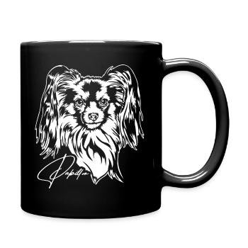 Papillon Portrait Dogs Dog Wilsigns - Full Colour Mug - black - Right