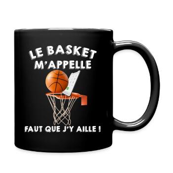 Humour Ballon et panier de basket Au téléphone - Mug uni - noir - Droite