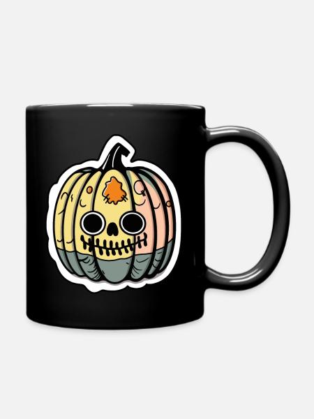 Kürbis Patchwork Halloween - Tasse einfarbig - Schwarz