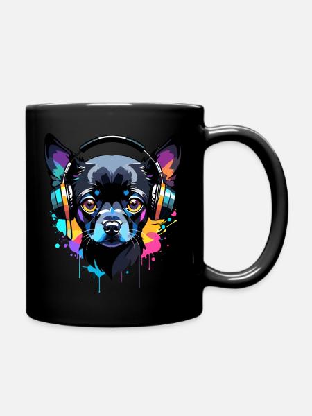 Music Dog - Full Colour Mug - black
