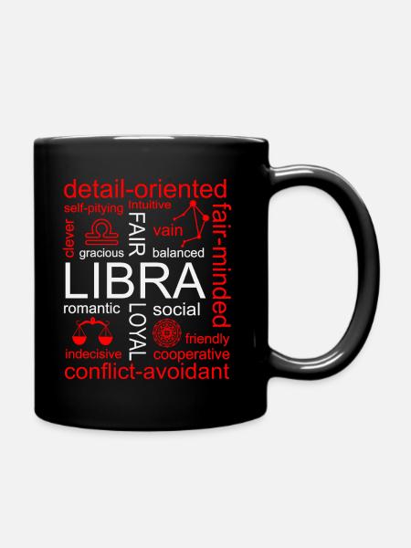 Waage Sternzeichen - Tasse einfarbig - Schwarz