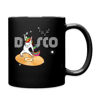 Einhorn Disco Vintage Vinyl - Tasse einfarbig - Schwarz - Rechts