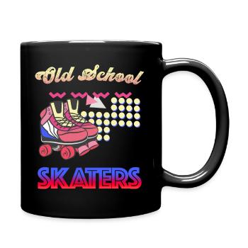 Vintage Old School Skater Geschenk Frau - Tasse einfarbig - Schwarz - Rechts