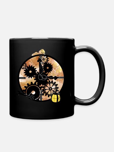 Horloge steampunk avec mécanicien - Mug uni - noir