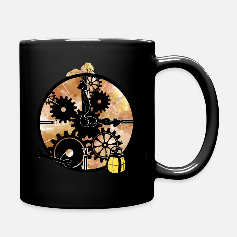 Horloge steampunk avec mécanicien - Mug uni - noir