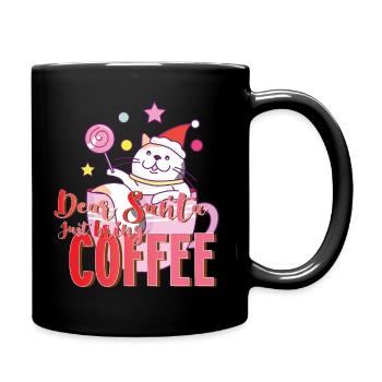 Dear Santa just bring coffee cat xmas Katze Kaffee - Full Colour Mug - black - Right
