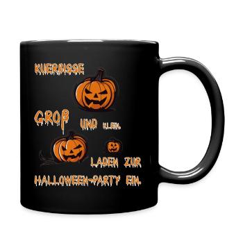 Kürbisse laden zur Halloween Party ein - Tasse einfarbig - Schwarz - Rechts
